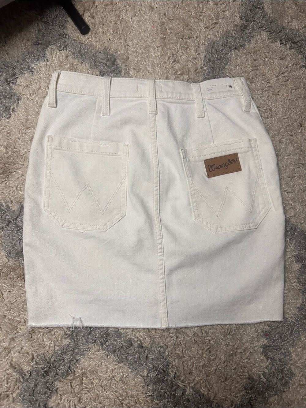 Wrangler White Denim Mini Skirt with Back Pocket Detail
